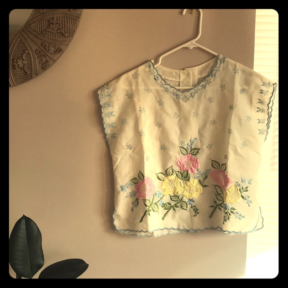Vintage Embroidered cropped shirt